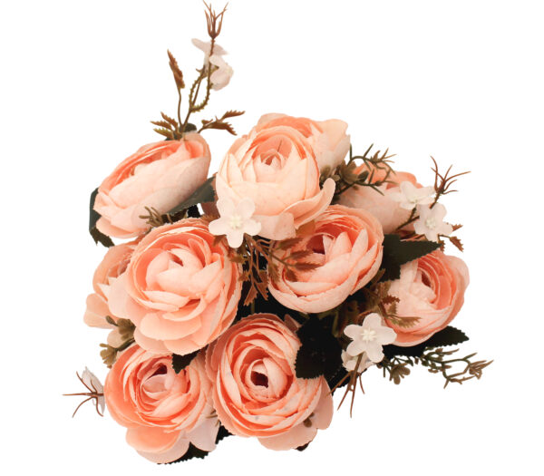 Bouquet de roses pêche saumon clair.